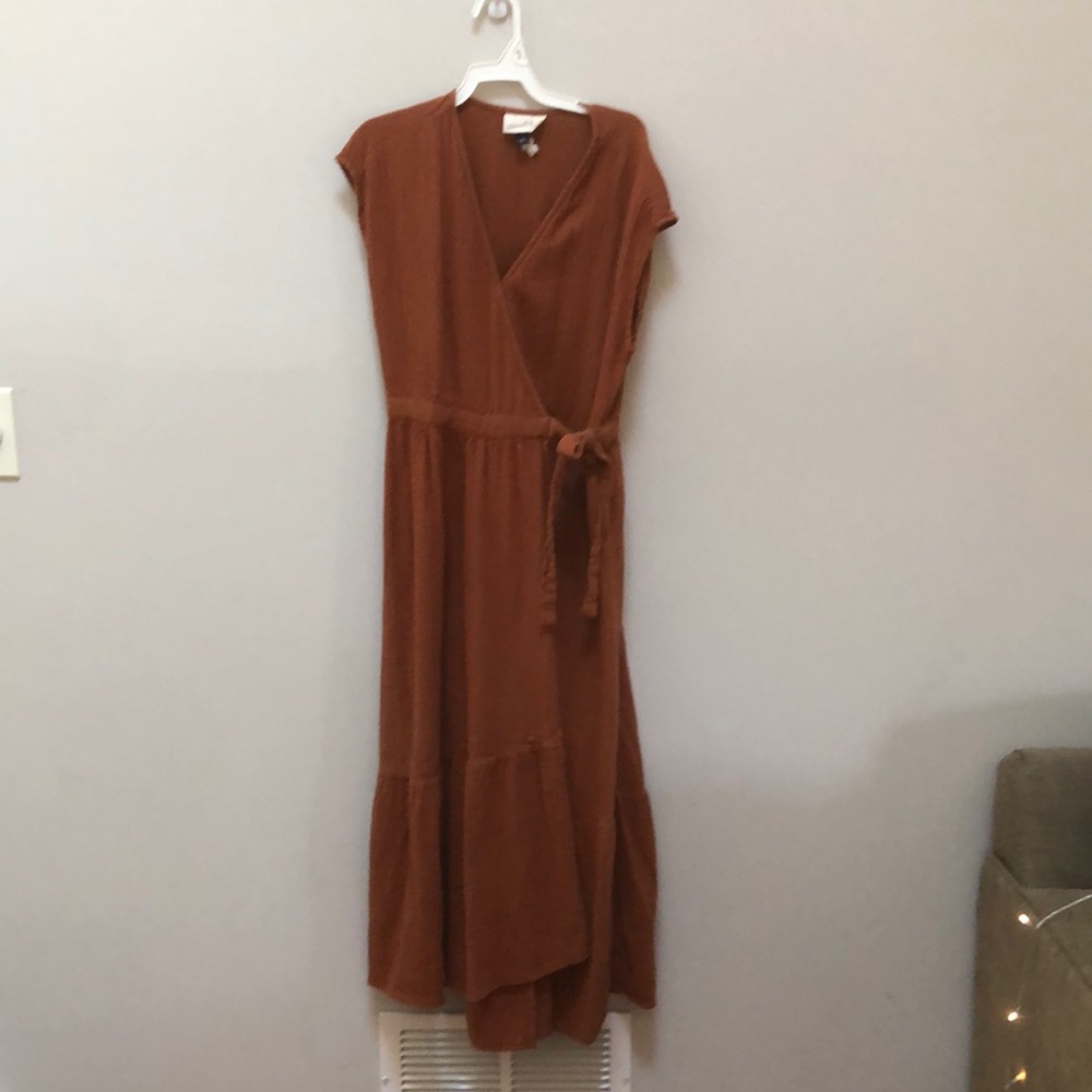 Rust linen dress from Target XS